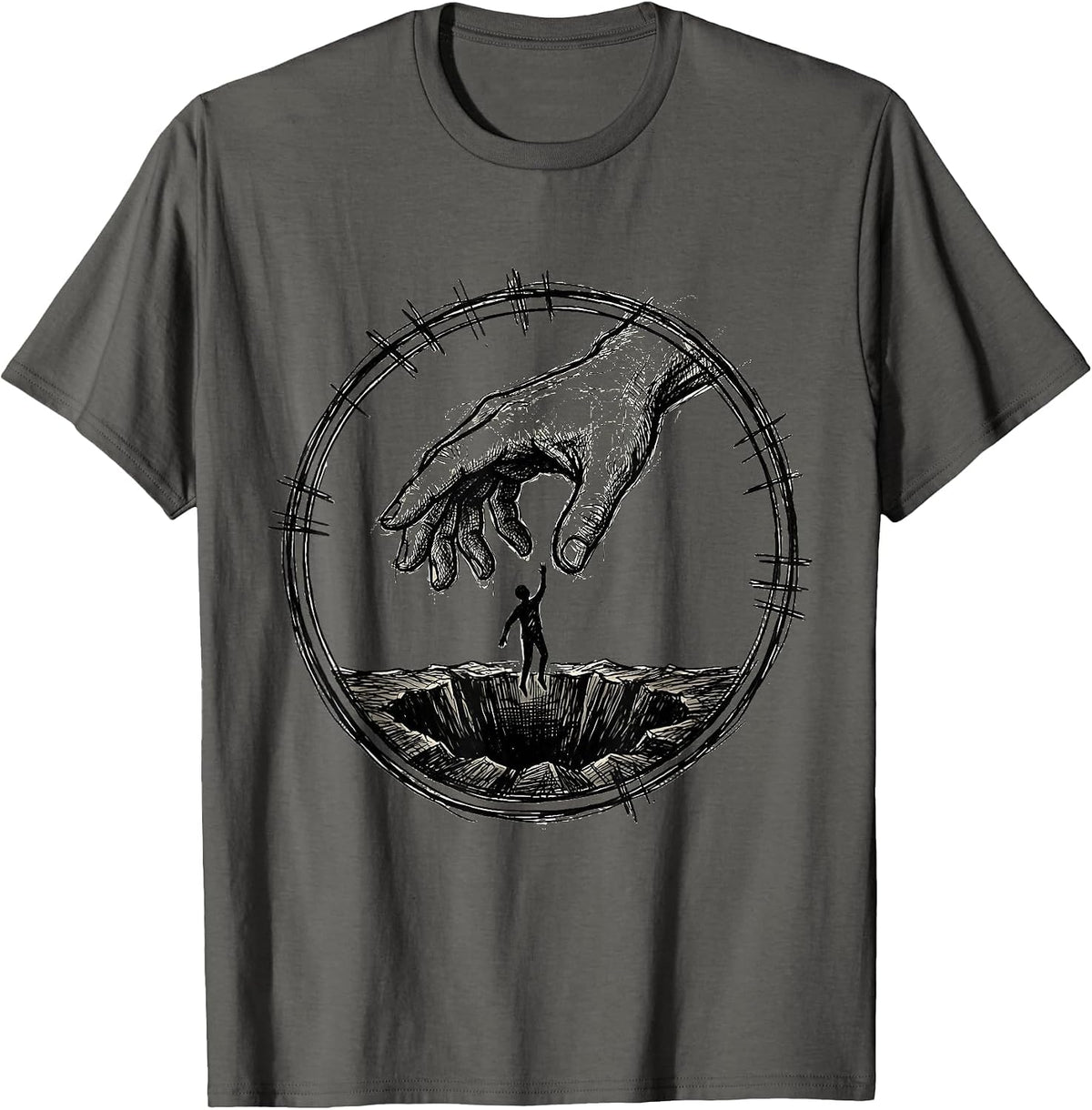Social Worker Helping Hand Graphic Design T-Shirt - Asphalt Grey