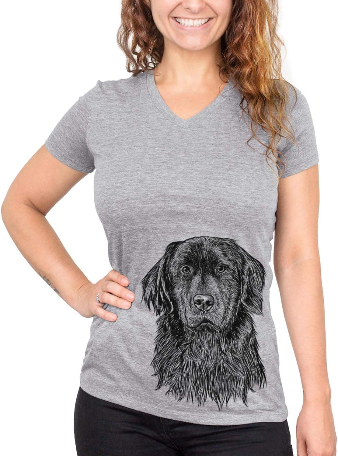 Bare Jinx the Newfoundland Dog Triblend T-Shirt - Grey V-neck