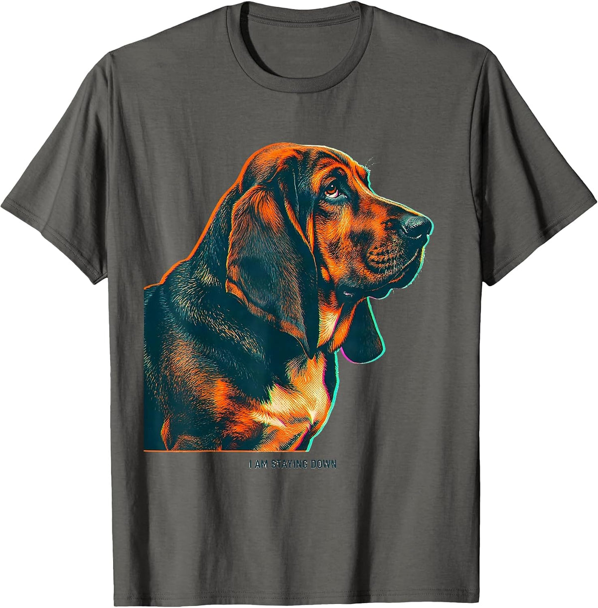 Men's I Am Staying Down Funny Basset Hound Dog Lover Gift T-Shirt - Asphalt Grey