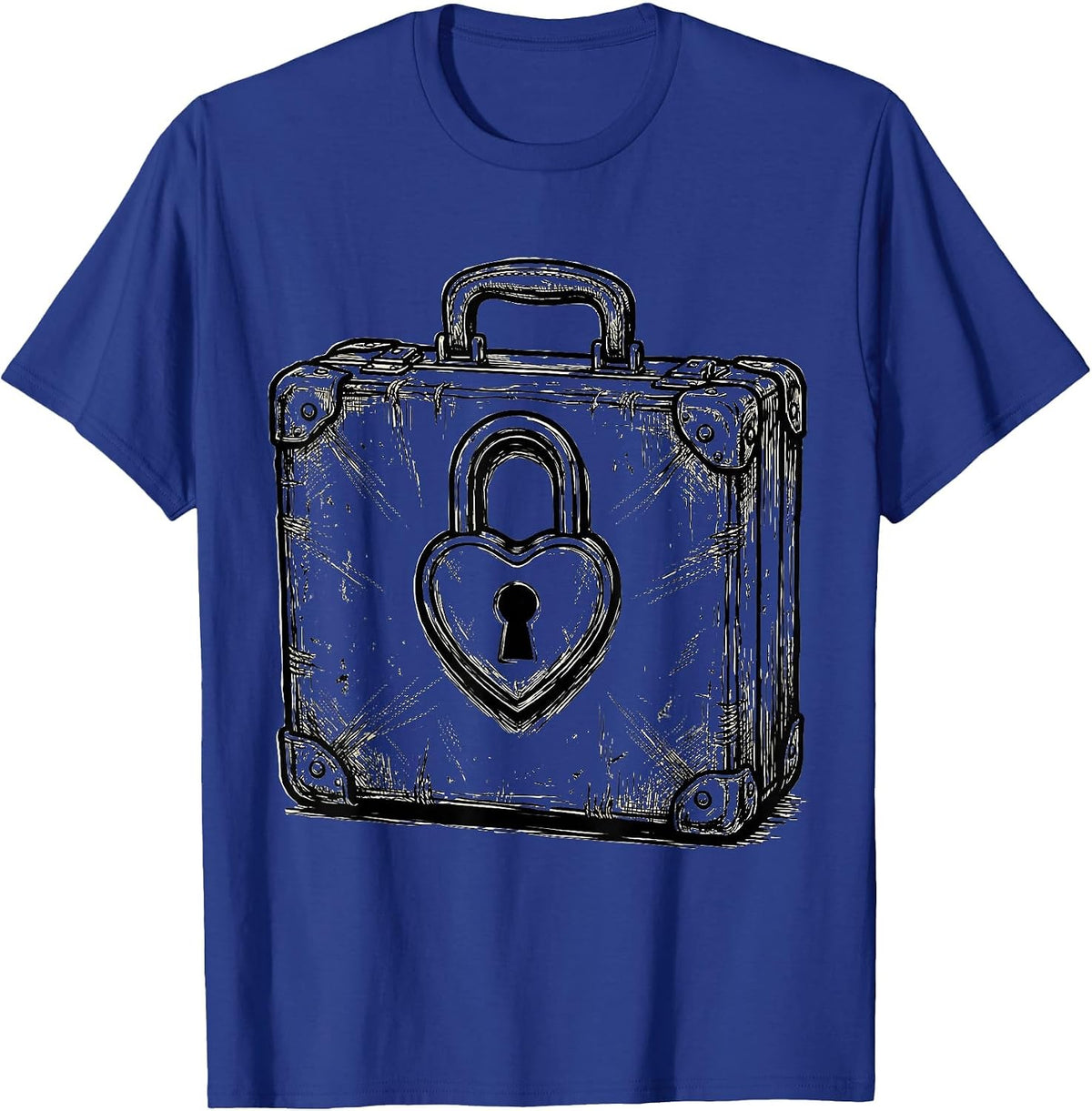 Men's Social Worker Worn Briefcase Heart Lock Graphic T-Shirt - Royal Blue