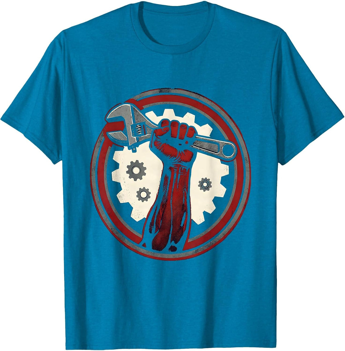 Labor Day Wrench Grip Illustration T-Shirt - Sapphire Blue
