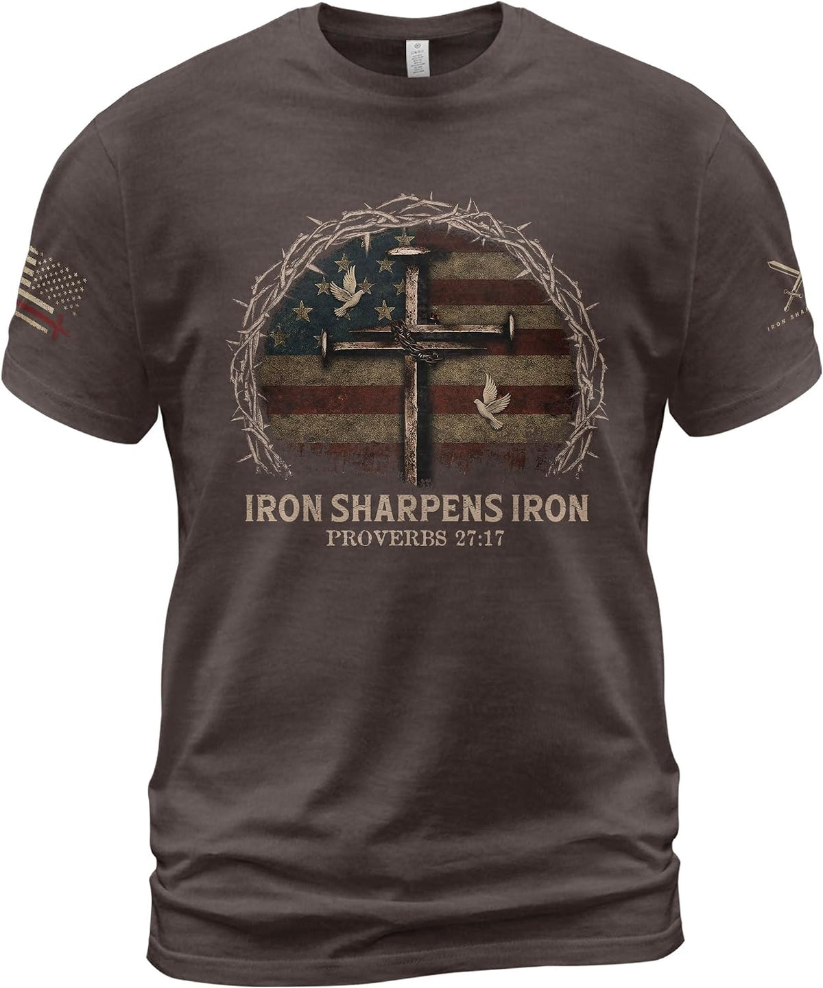 Iron Sharpens Iron T-Shirt Men, Christian Shirts for Men - Ds09-brown