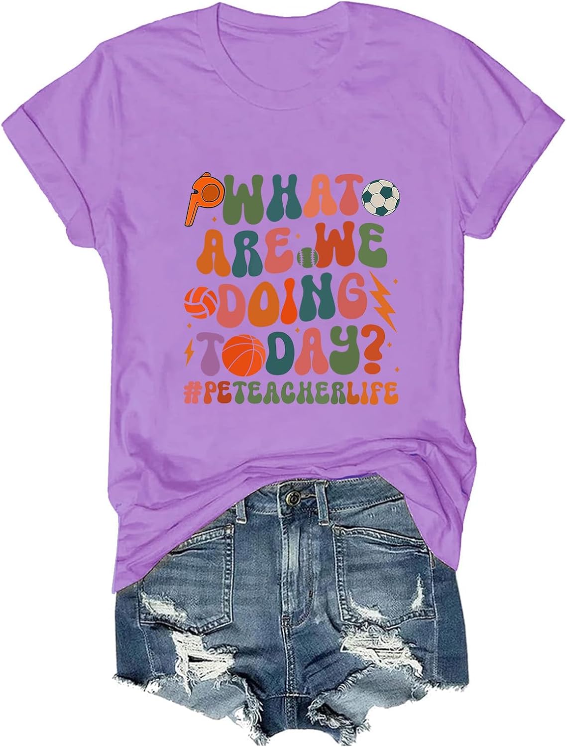 Retro PE Teacher What are We Doing Today Shirt Funny PE Teacher Tee - Purple