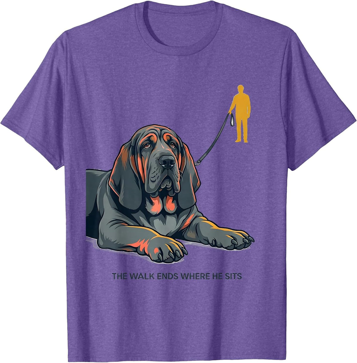 Men's The Walk Ends Where He Sits Funny Basset Hound Dog Lover T-Shirt - Purple Heather