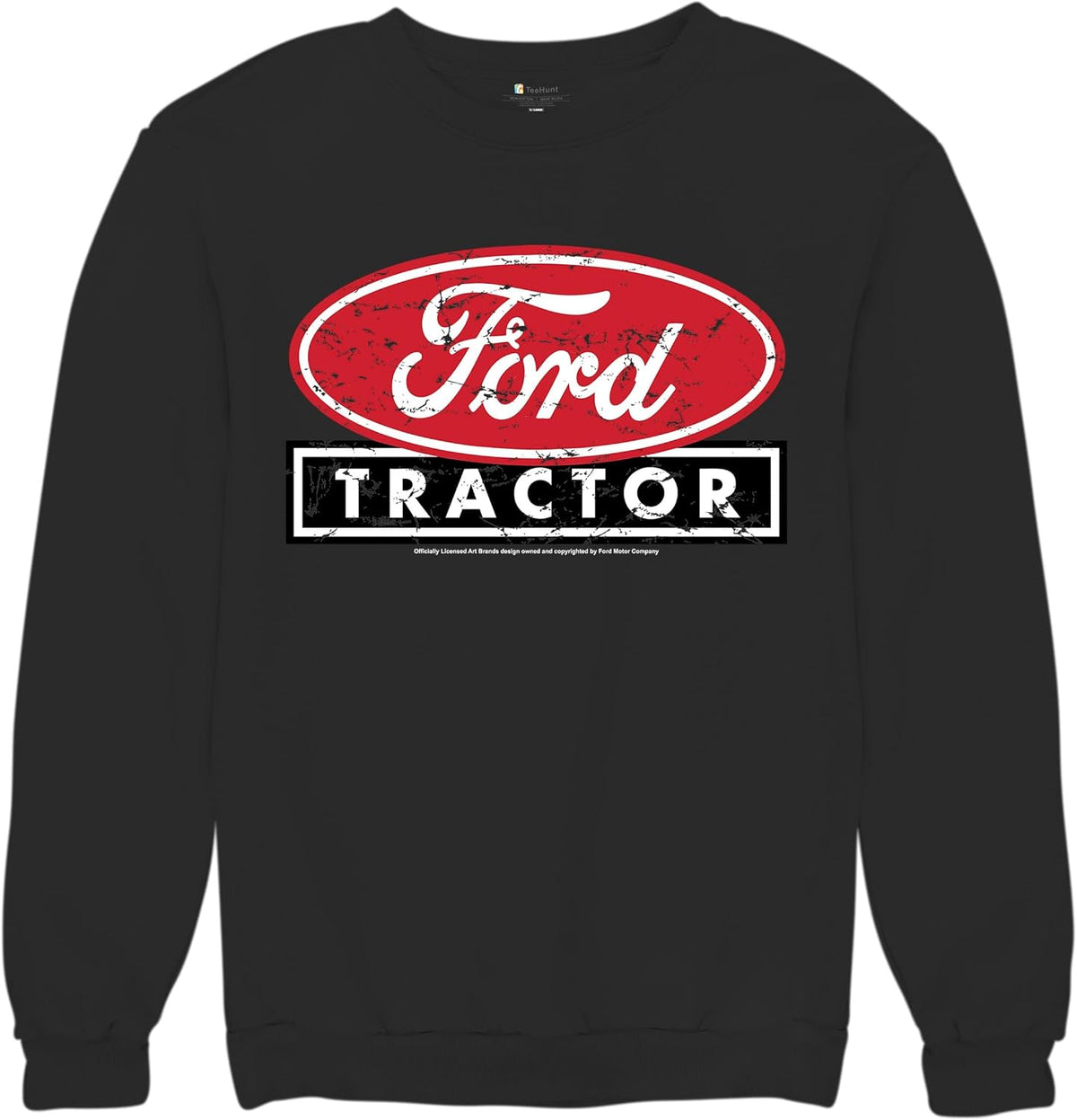Tee Hunt Ford Tractor Red Distressed Logo Sweatshirt Vintage Farm Rustic Classic Brand - 1 Unisex Crew Neck Sweatshirt Black