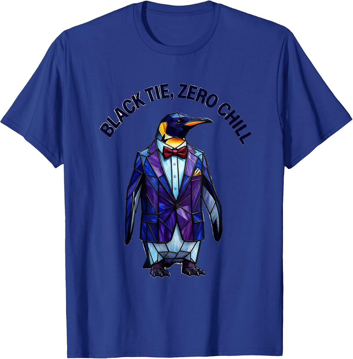 Black Tie Zero Chill Funny Tuxedo Design T-Shirt - Royal Blue