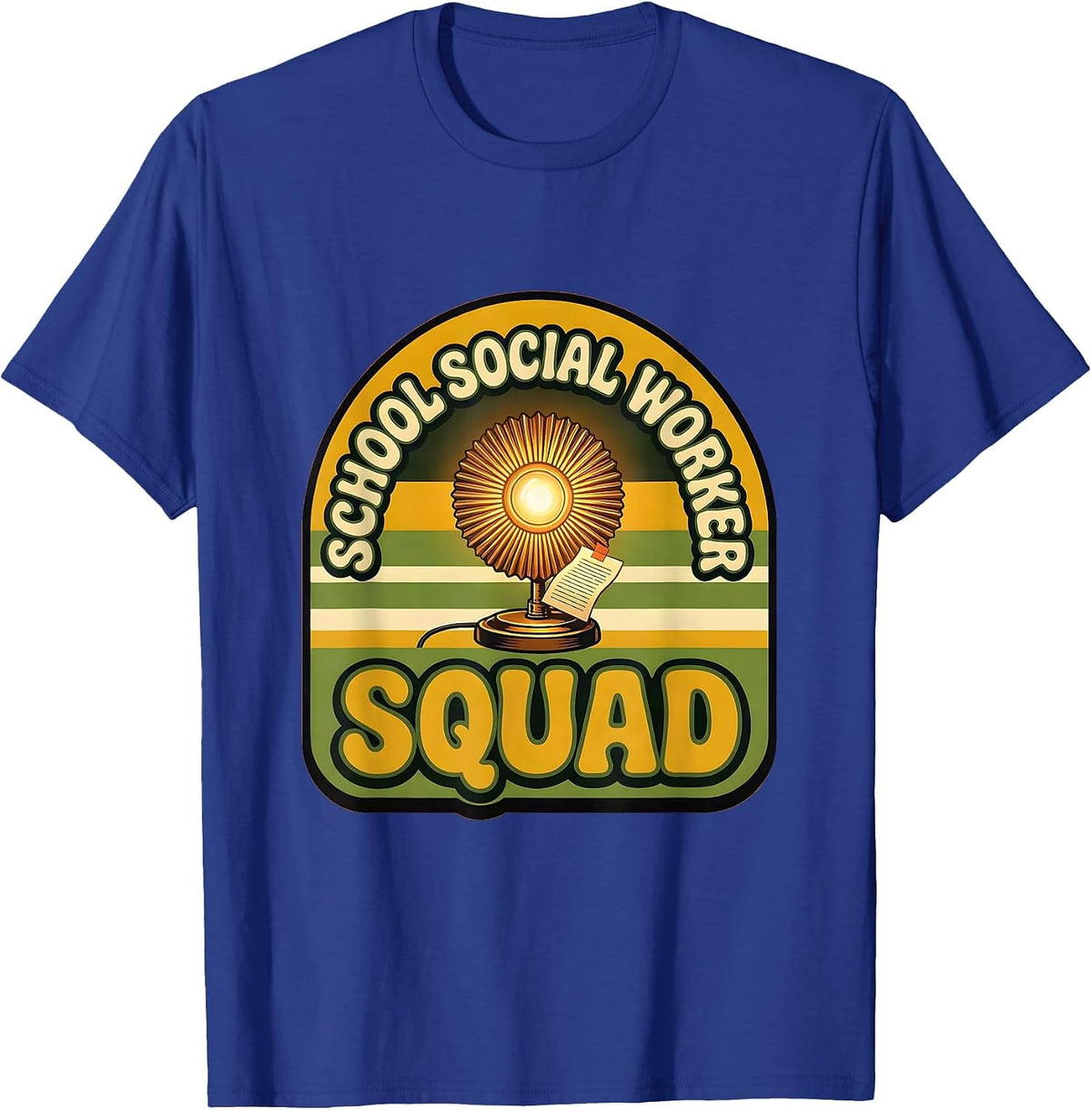 School Social Worker Squad Retro 70s Counselor Support Staff T-Shirt - Royal Blue