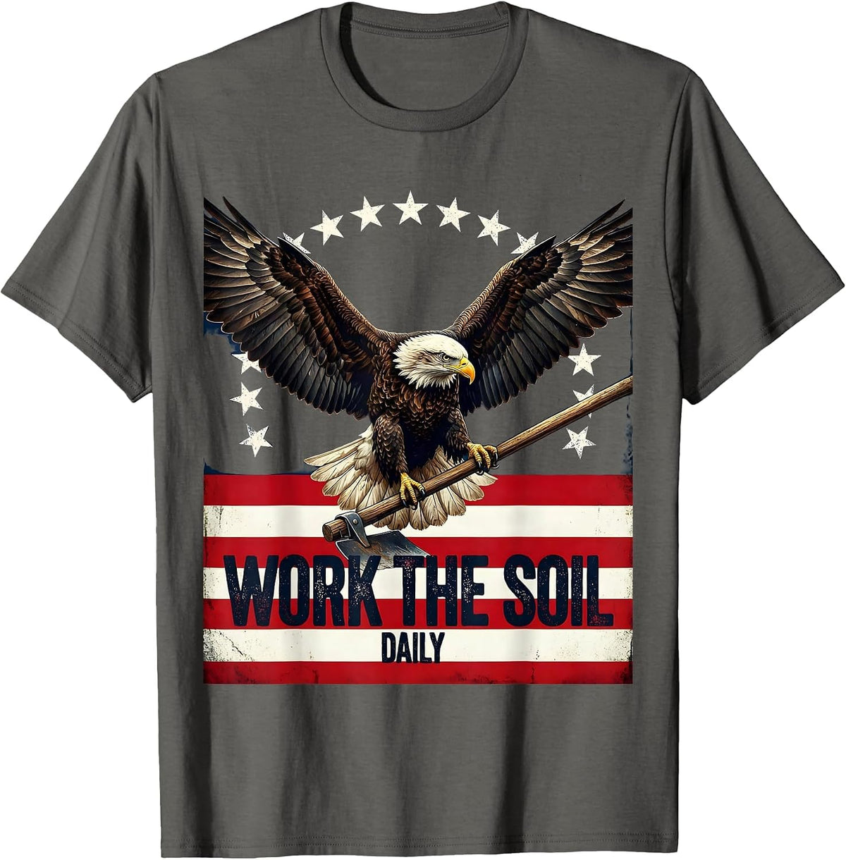 Work the Soil Daily Peasant Farming Design T-Shirt - Asphalt Grey