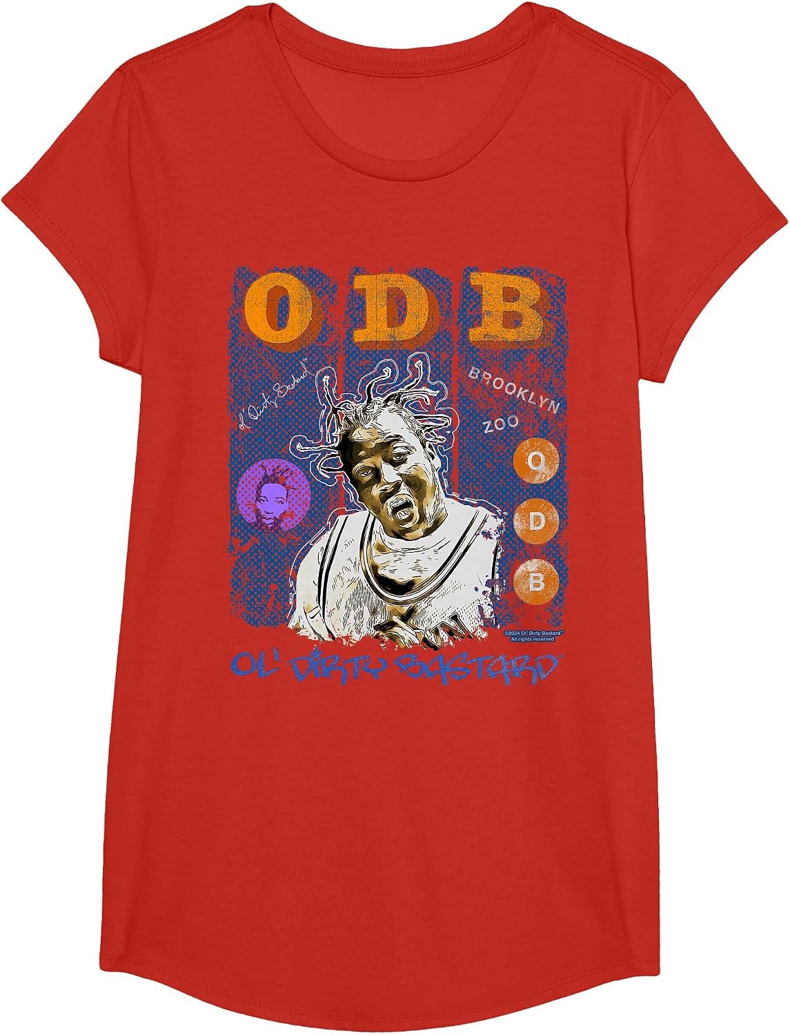 ODB Ol Dirty Ba-ard Mural Retro Wu Tang Zoo Hip Hop 90s T-Shirt - Girls Red