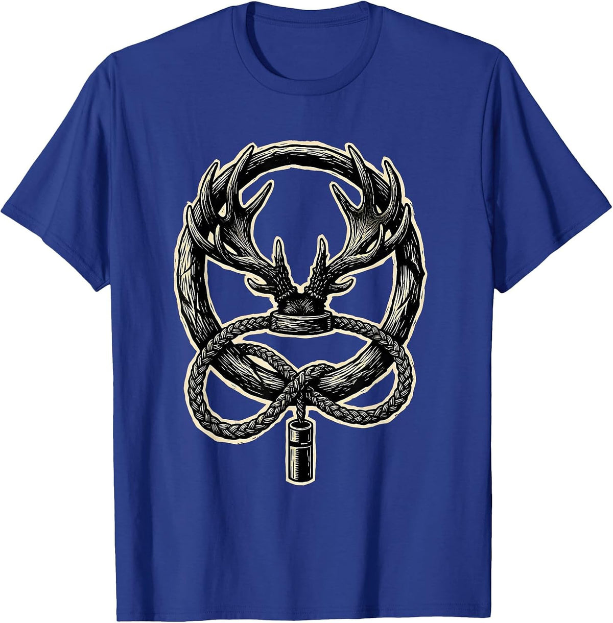 Duck Call Lanyard Antler Mount Hunting Graphic T-Shirt - Royal Blue