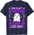 Halloween Workout Women Ghost Training with Dumbbells T-Shirt - Navy Blue