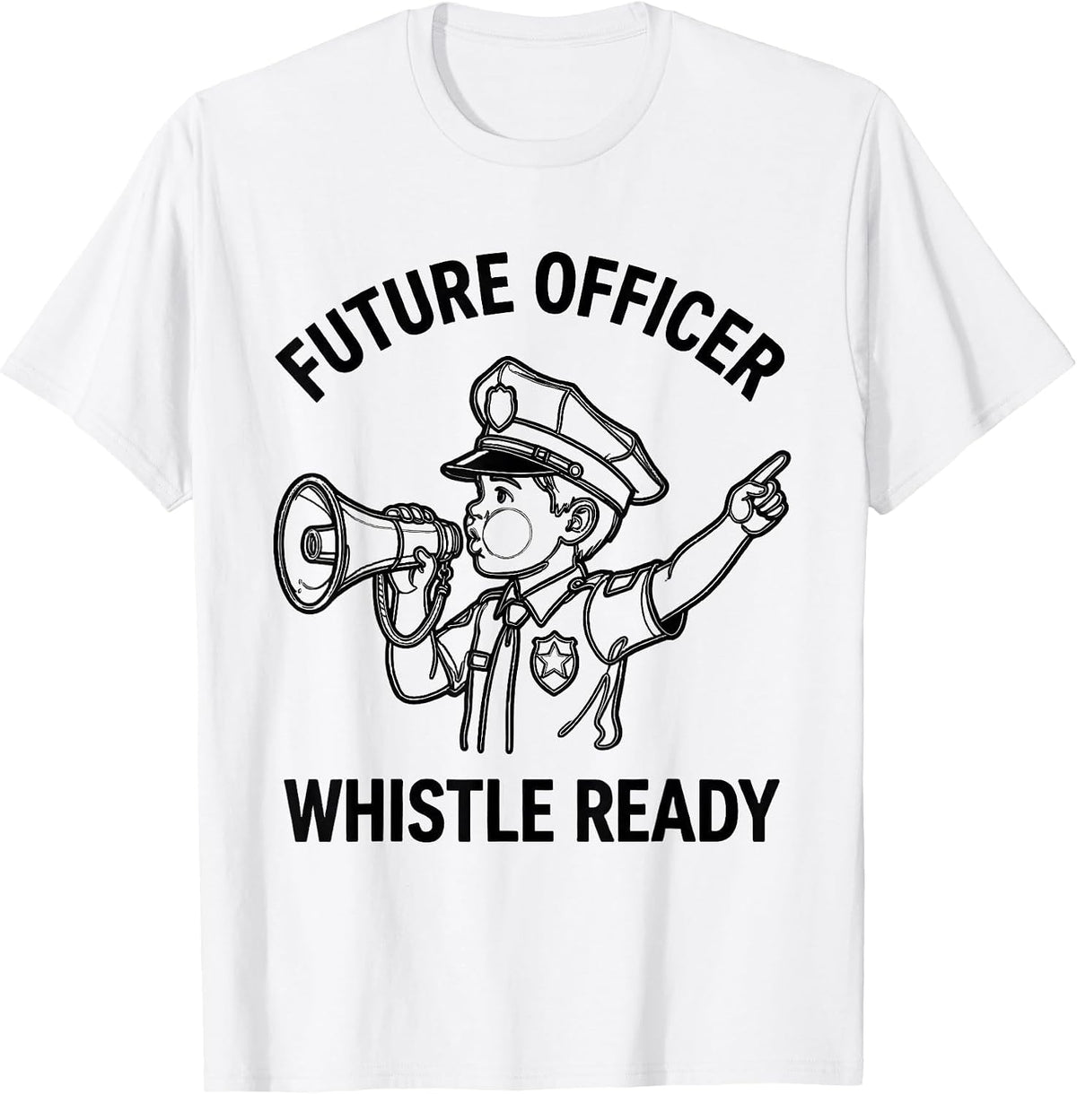 Men's Future Officer Whistle Ready Funny Police Officer Kids T-Shirt - White