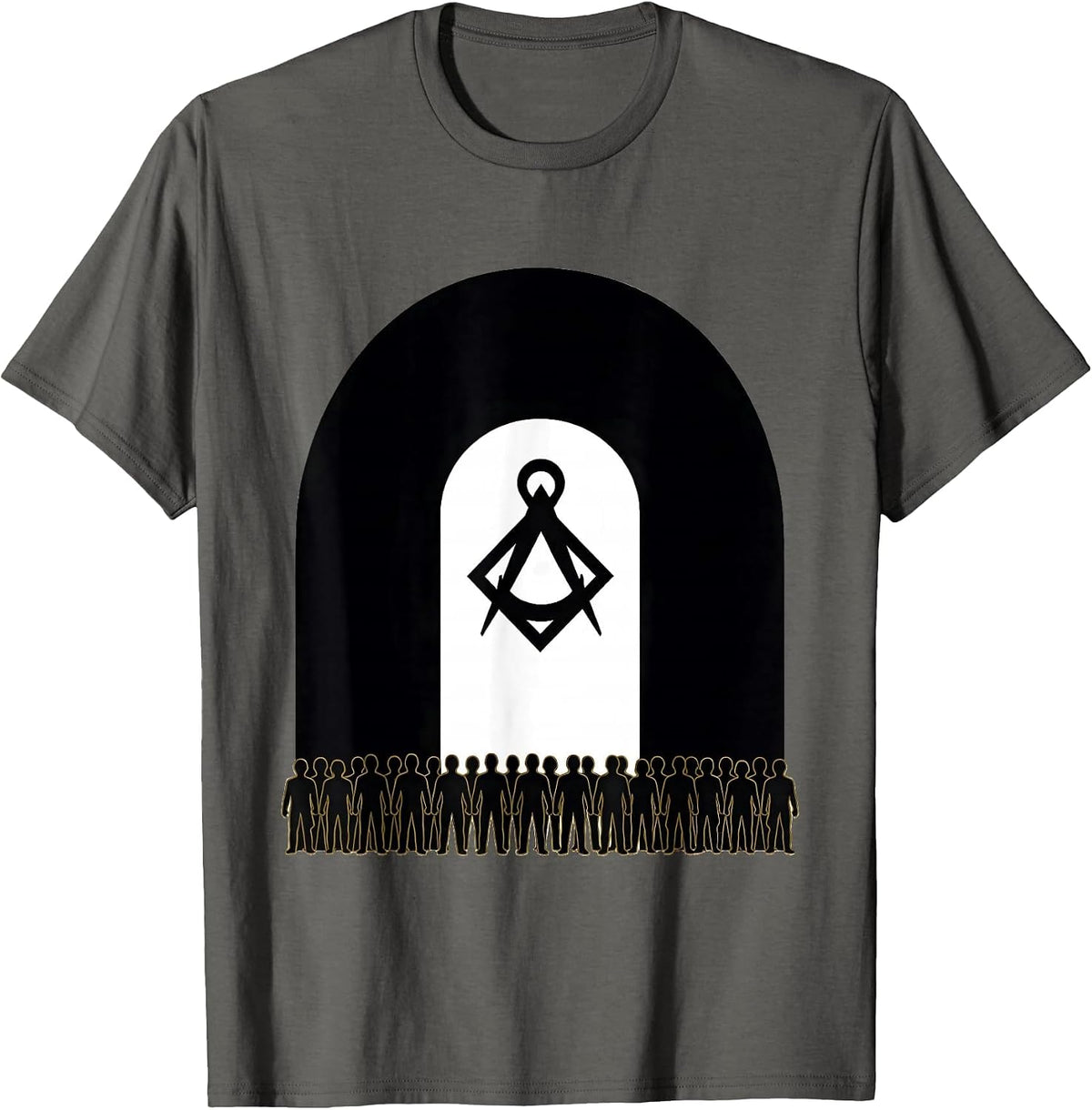Prince Hall Freemason Arch Silhouette Minimalist T-Shirt - Asphalt Grey