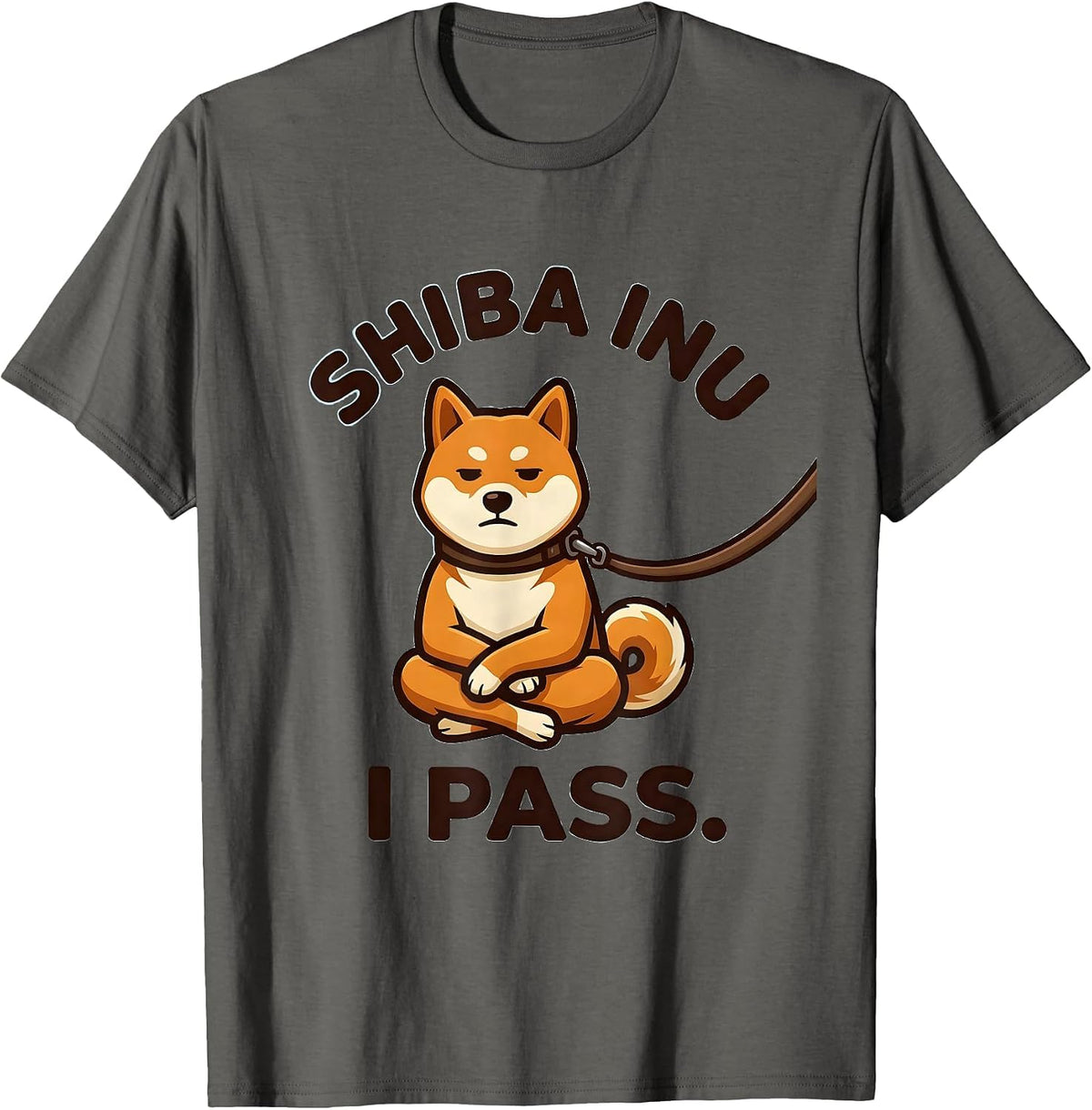 Men's Shiba Inu I Pass Funny Dog Owner Gift Pet Lover Humor T-Shirt - Asphalt Grey
