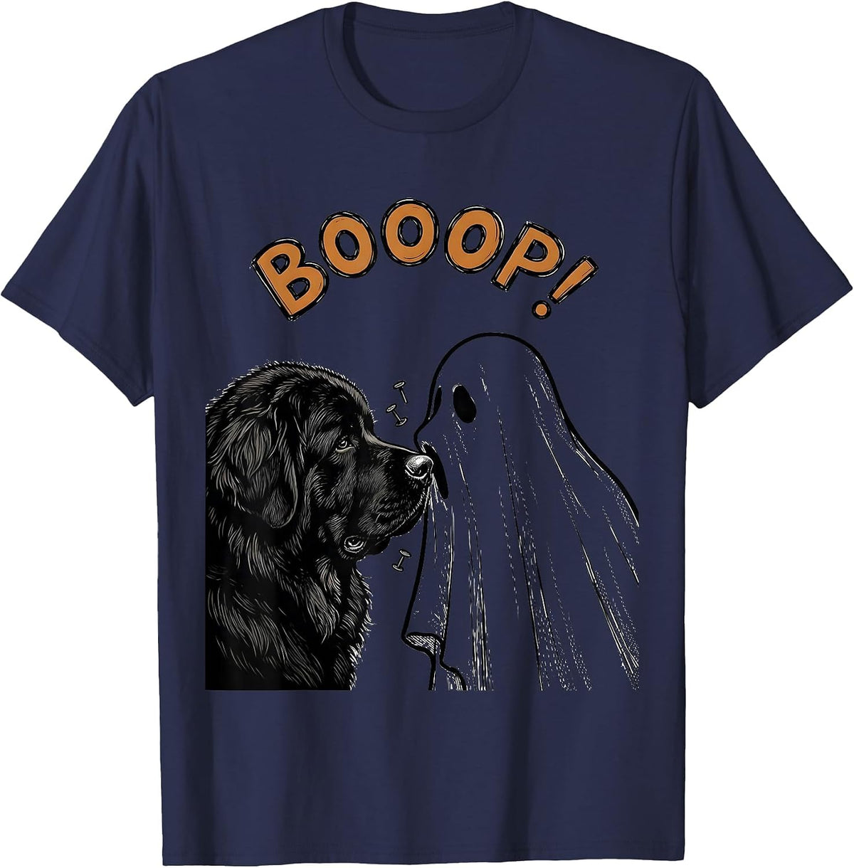 Booop! Funny Ghost Dog Mom Halloween Newfoundland Dog Lover T-Shirt - Navy Blue