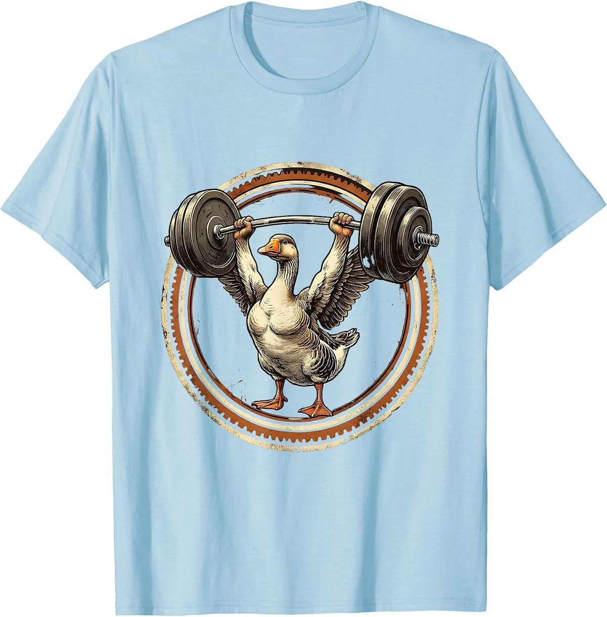 Men's Silly Goose Weightlifting Overhead Press Graphic T-Shirt - Baby Blue
