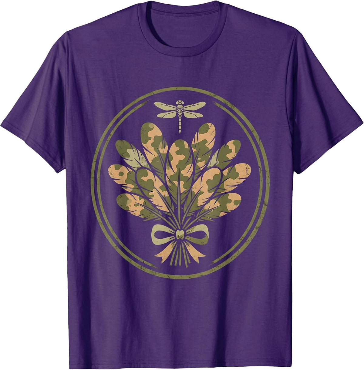 Men's Wild Turkey Feathers Forest Camouflage Design T-Shirt - Purple
