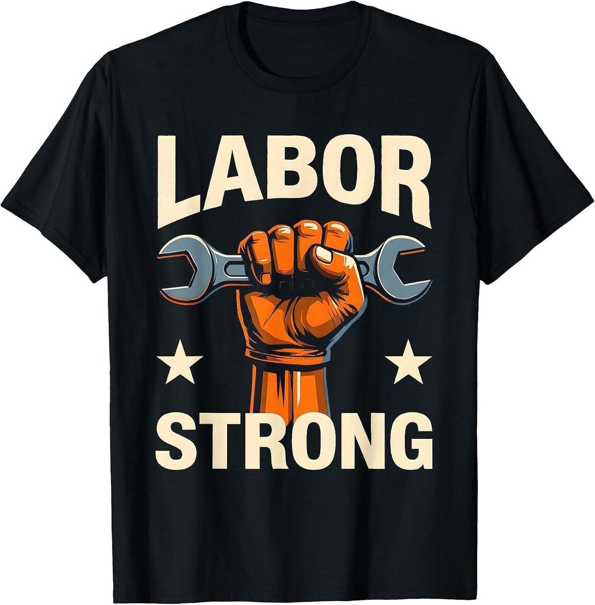 Men's Labor Strong Screenprint Union Worker Solidarity Pride T-Shirt - Black