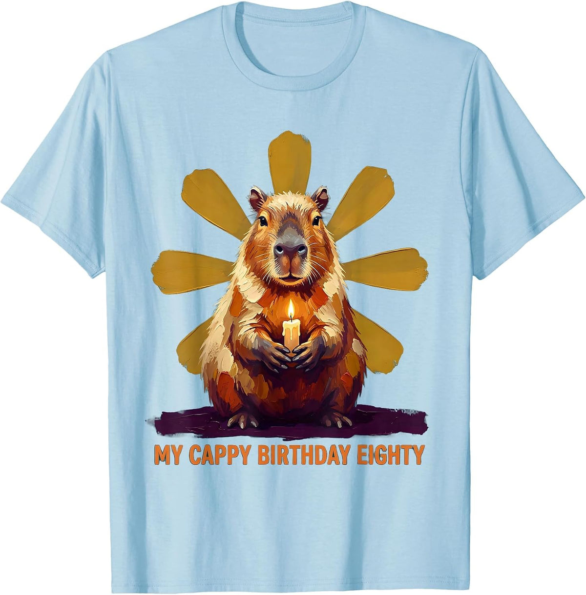 Men's My Cappy Birthday Eighty Kawaii Capybara Birthday Gift T-Shirt - Baby Blue