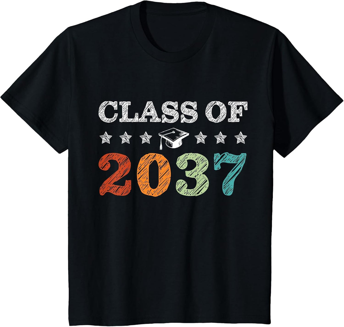 Class of 2037 Grow with Me First Day School Back to School T-Shirt - Black