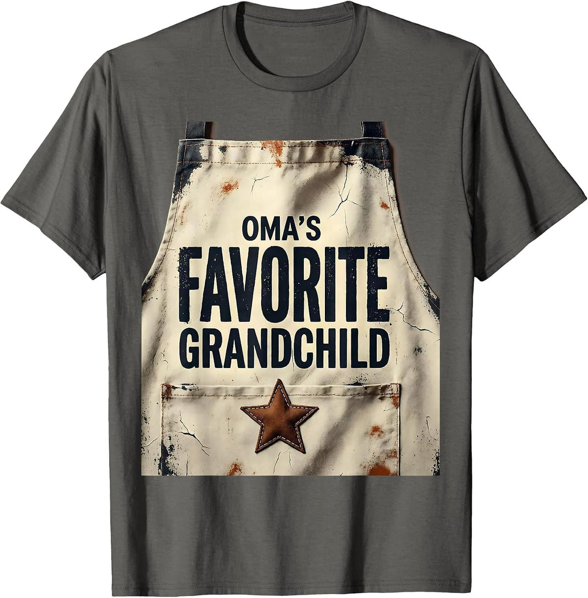 Men's Oma's Favorite Grandchild Distressed Funny Grandparent Gift T-Shirt - Asphalt Grey