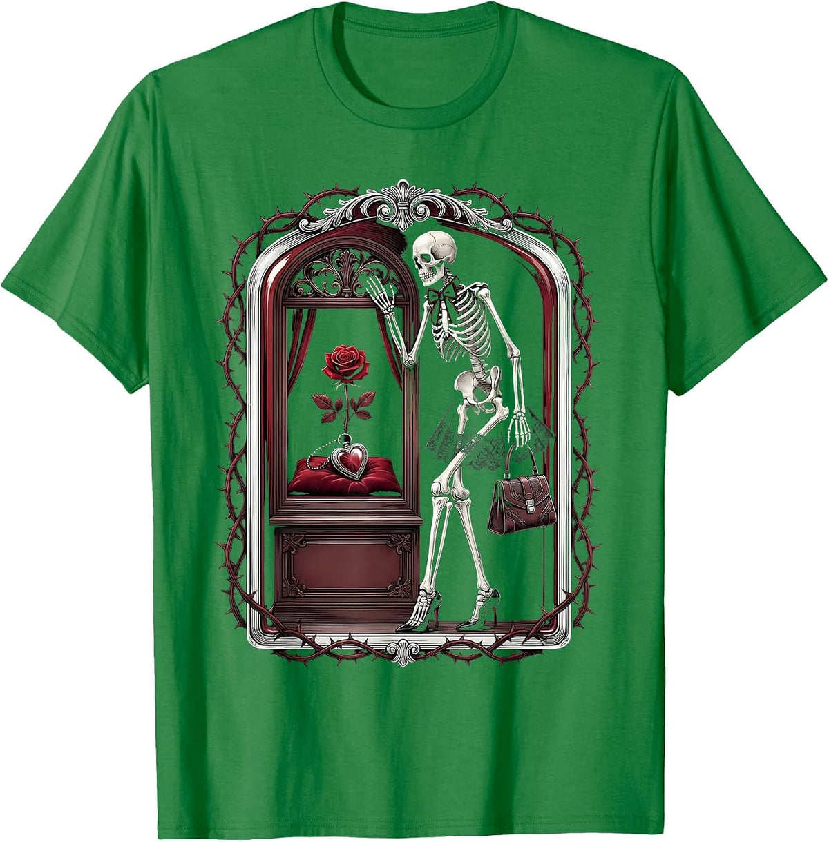 Men's Boo-Jee Skeleton Designer Heels Window Shopping T-Shirt - Kelly Green
