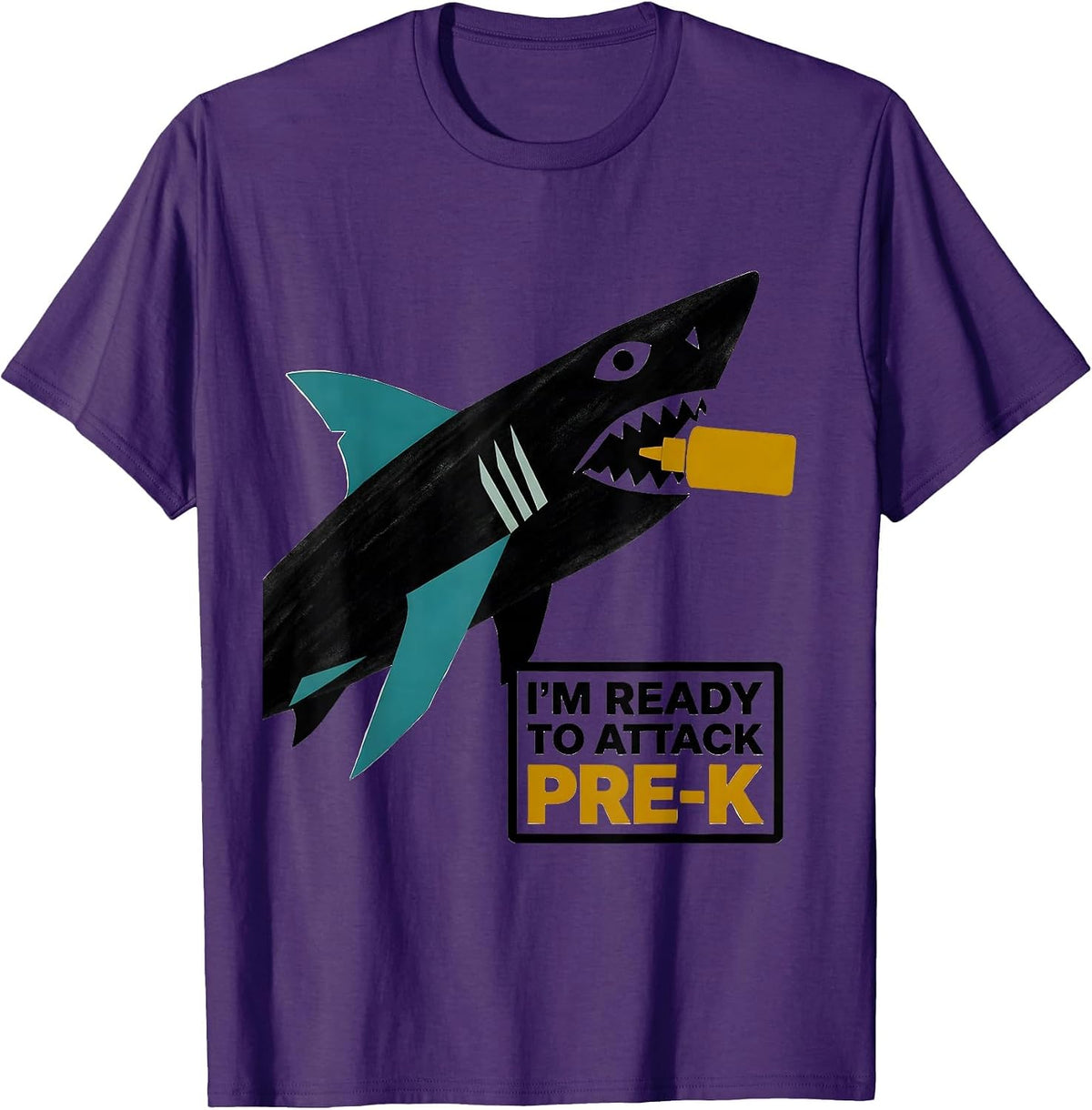 I'm Ready To Attack Pre-K Funny Shark Back to School Boys T-Shirt - Purple