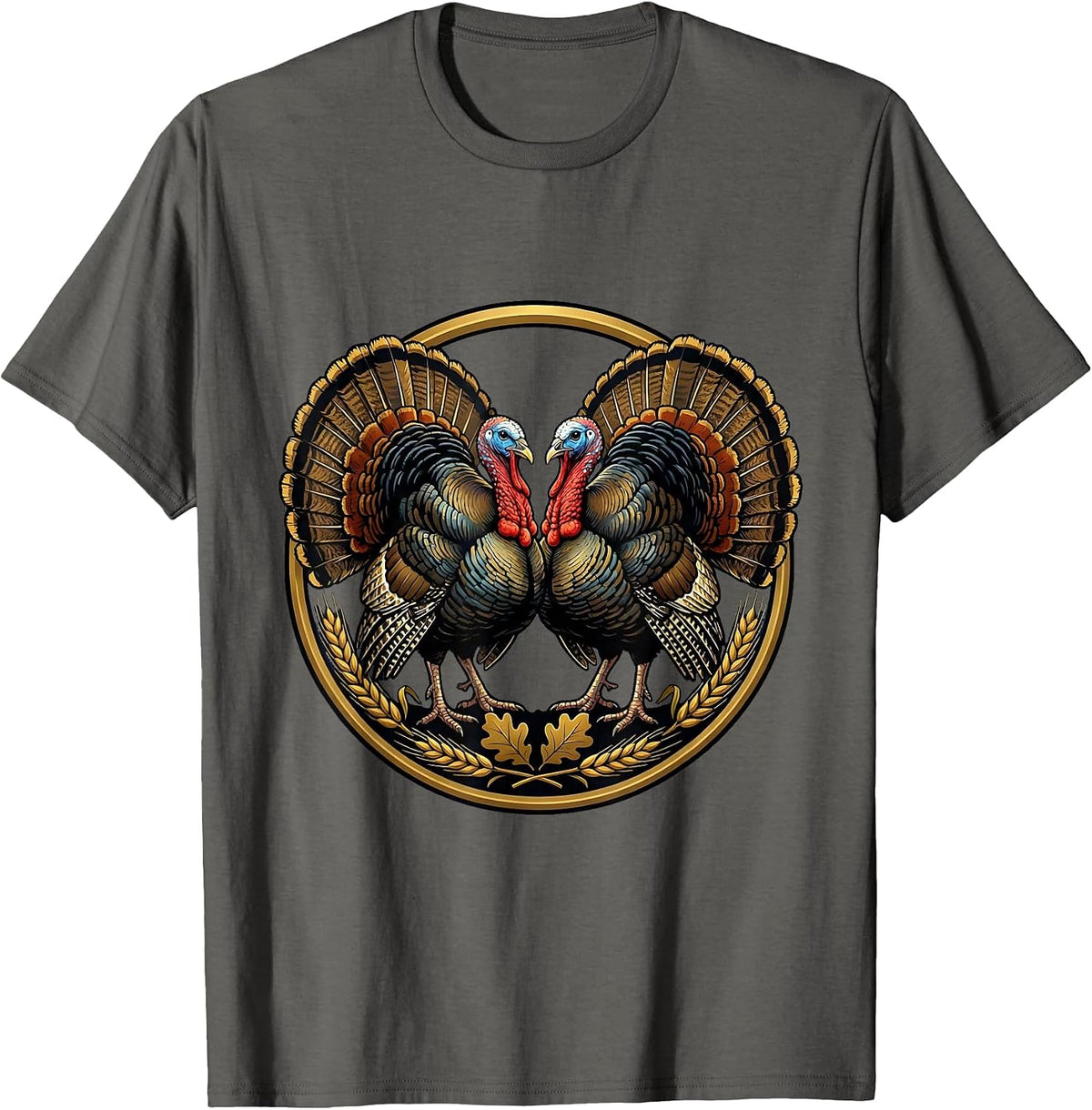 Men's Turkey Standoff Graphic Tee Wild Bird Showdown T-Shirt - Asphalt Grey