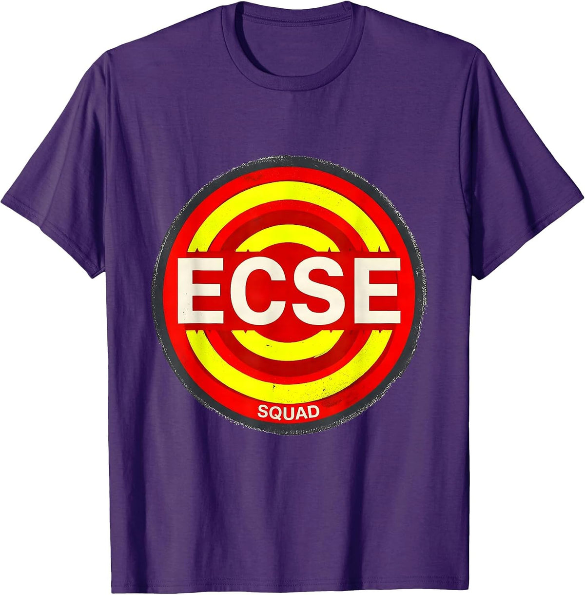Men's ECSE Squad Stencil Graphic Back To School Support Staff T-Shirt - Purple