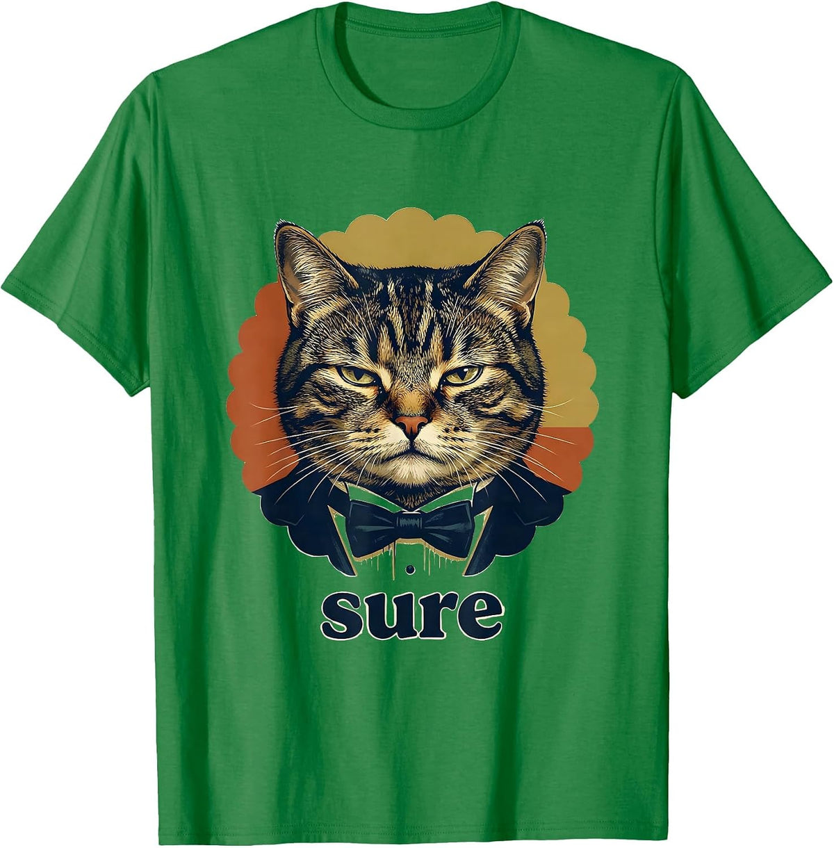 Men's sure Vintage Funny Tuxedo Cat Meme Humor T-Shirt - Kelly Green