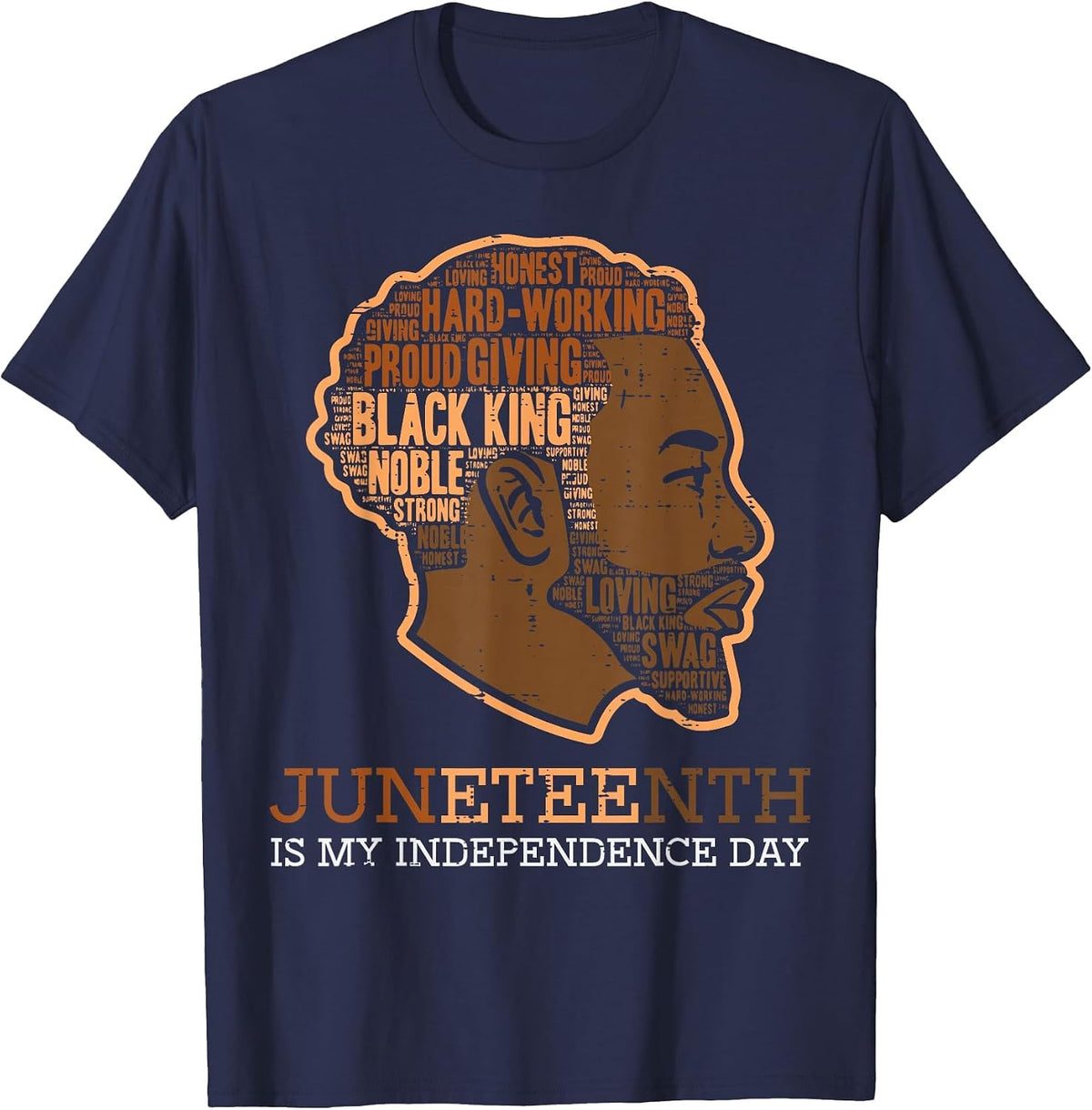 Juneteenth Black King Independence Day Melanin Dad Men Teens T-Shirt - Navy Blue