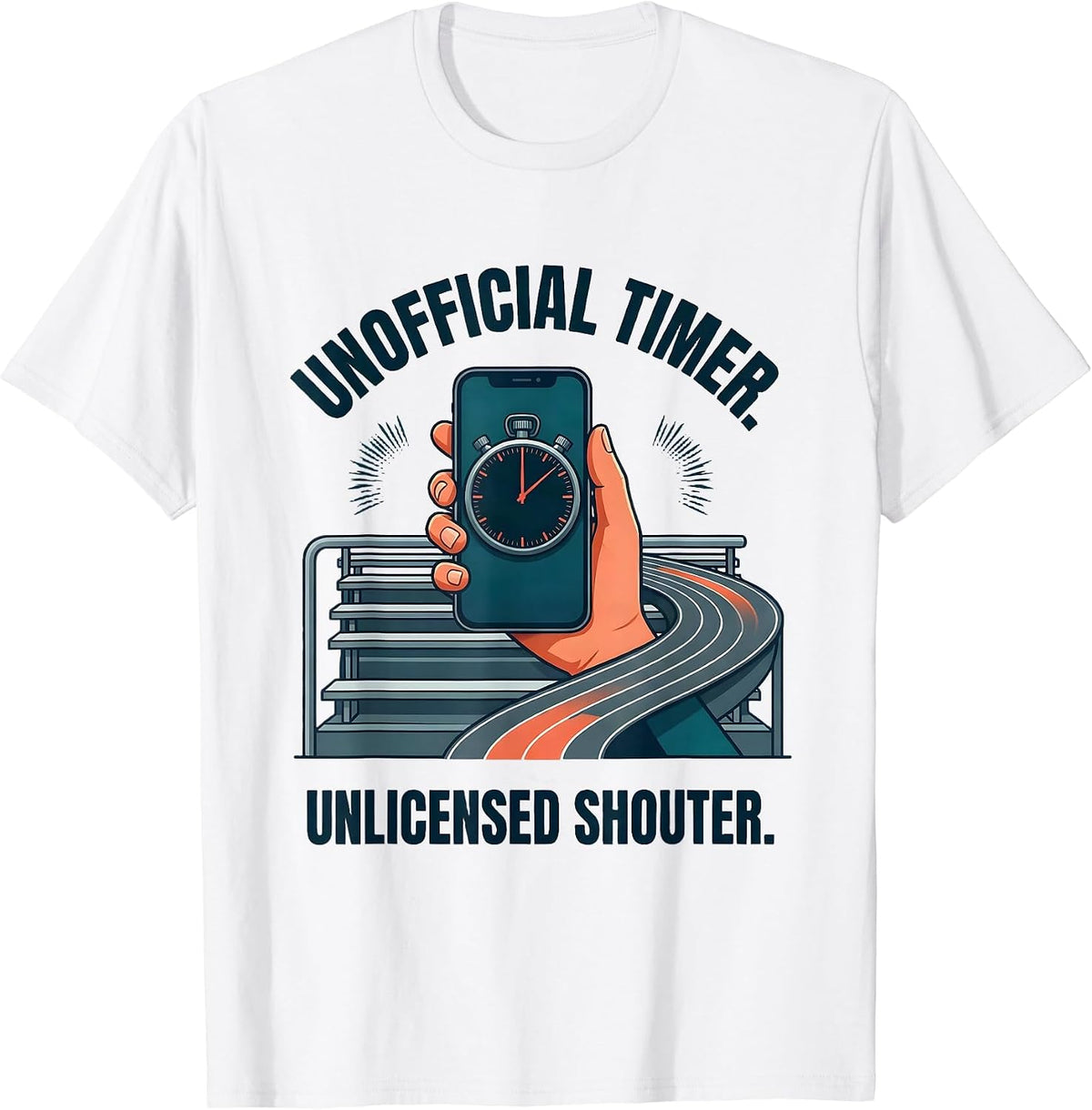 Men's Unofficial Timer Unlicensed Shouter Track Mom Track T-Shirt - White
