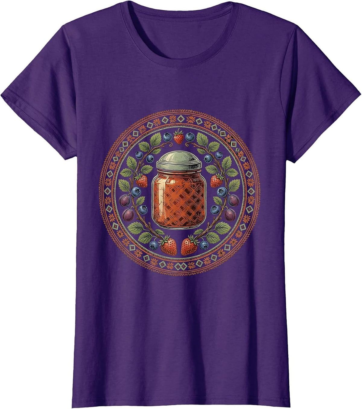 Grandma's Homemade Jam Mason Jars Illustration T-Shirt - Purple