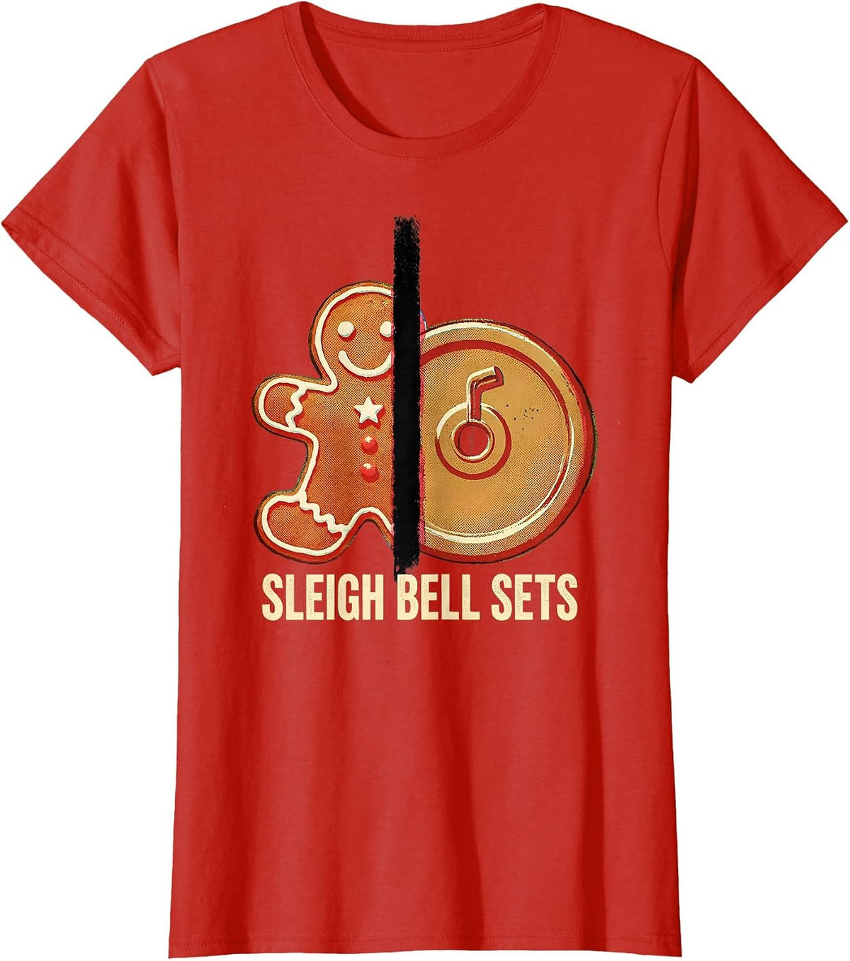 Sleigh Bell Sets Funny Christmas Gym Workout Weightlifting T-Shirt - Red