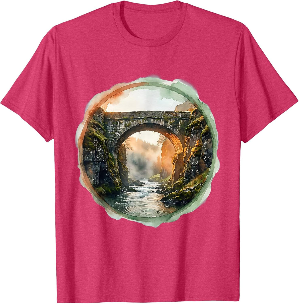 Men's Social Worker Bridge Graphic Illustration T-Shirt - Red Heather