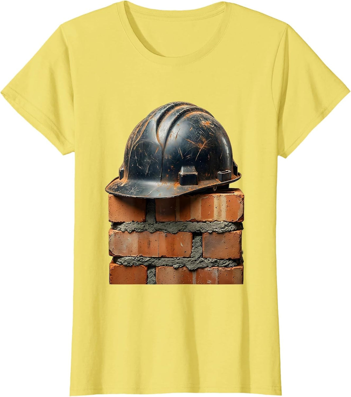 Women's Mason 67 Vintage Hard Hat and Bricks Graphic T-Shirt - Lemon Yellow