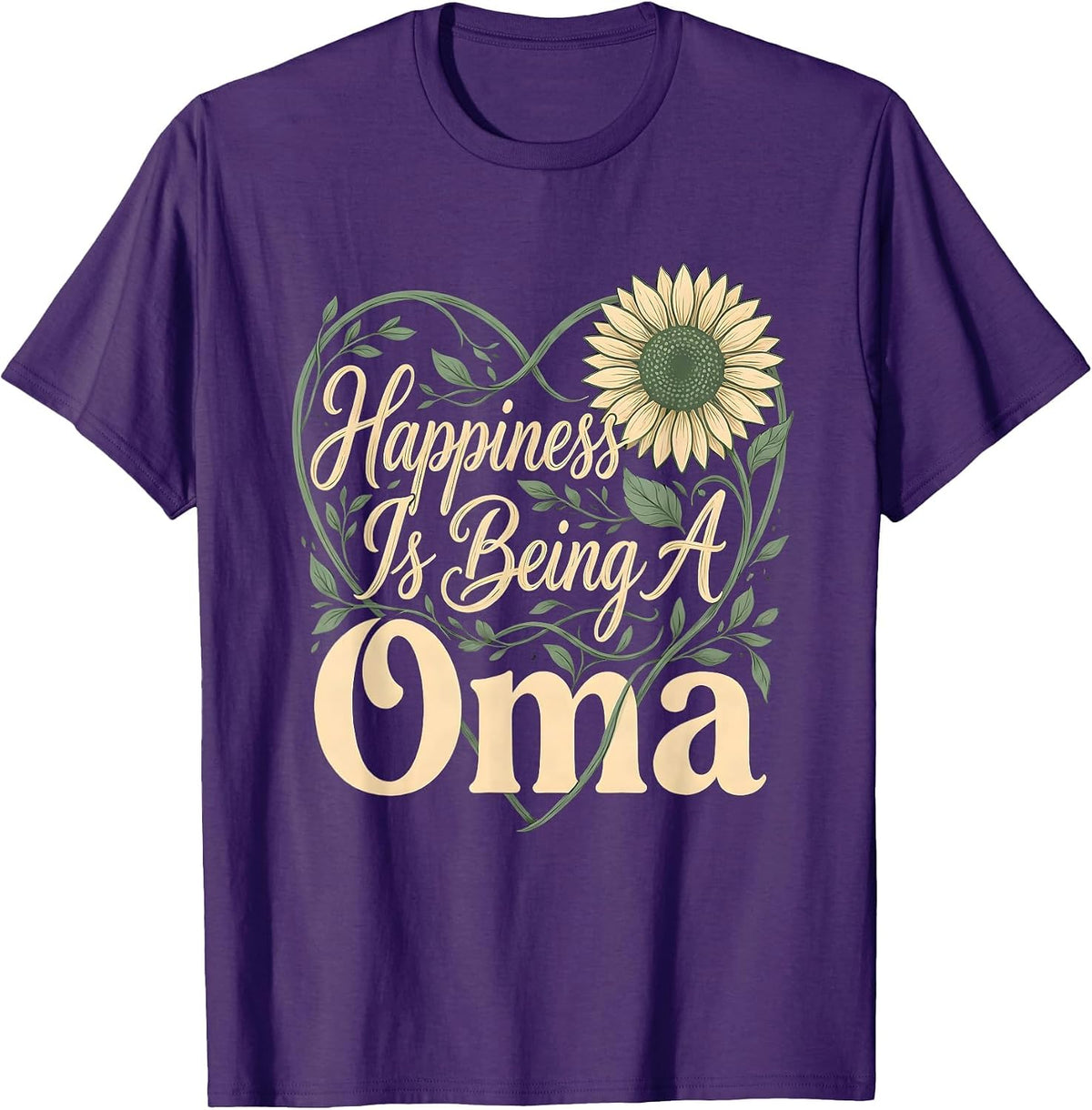 Men's Happiness Is Being A Oma Boho Sunflower Grandma Mother's Day T-Shirt - Purple