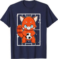 Red Panda with Football T-Shirt - Navy Blue