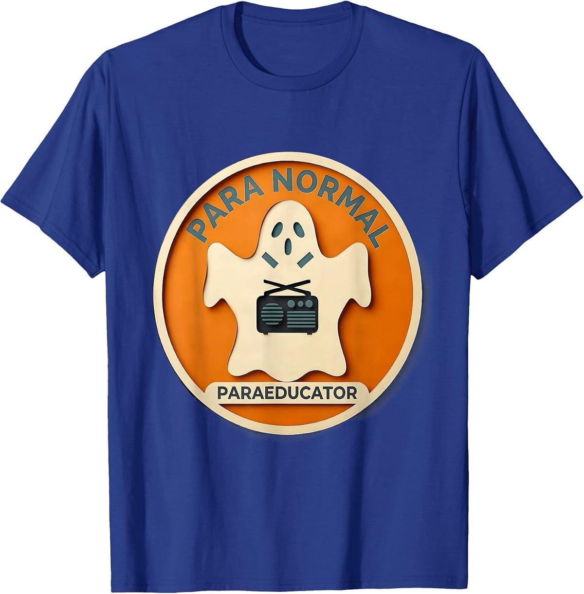 Men's Para Normal Paraeducator Paper Cutout Ghost Halloween T-Shirt - Royal Blue