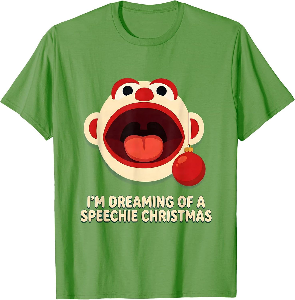 Men's I'm Dreaming of a Speechie Christmas Funny SLP Therapist T-Shirt - Grass Green