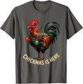 Chickmas Is Here Funny Chicken Lover Christmas Rooster Gift T-Shirt - Asphalt Grey
