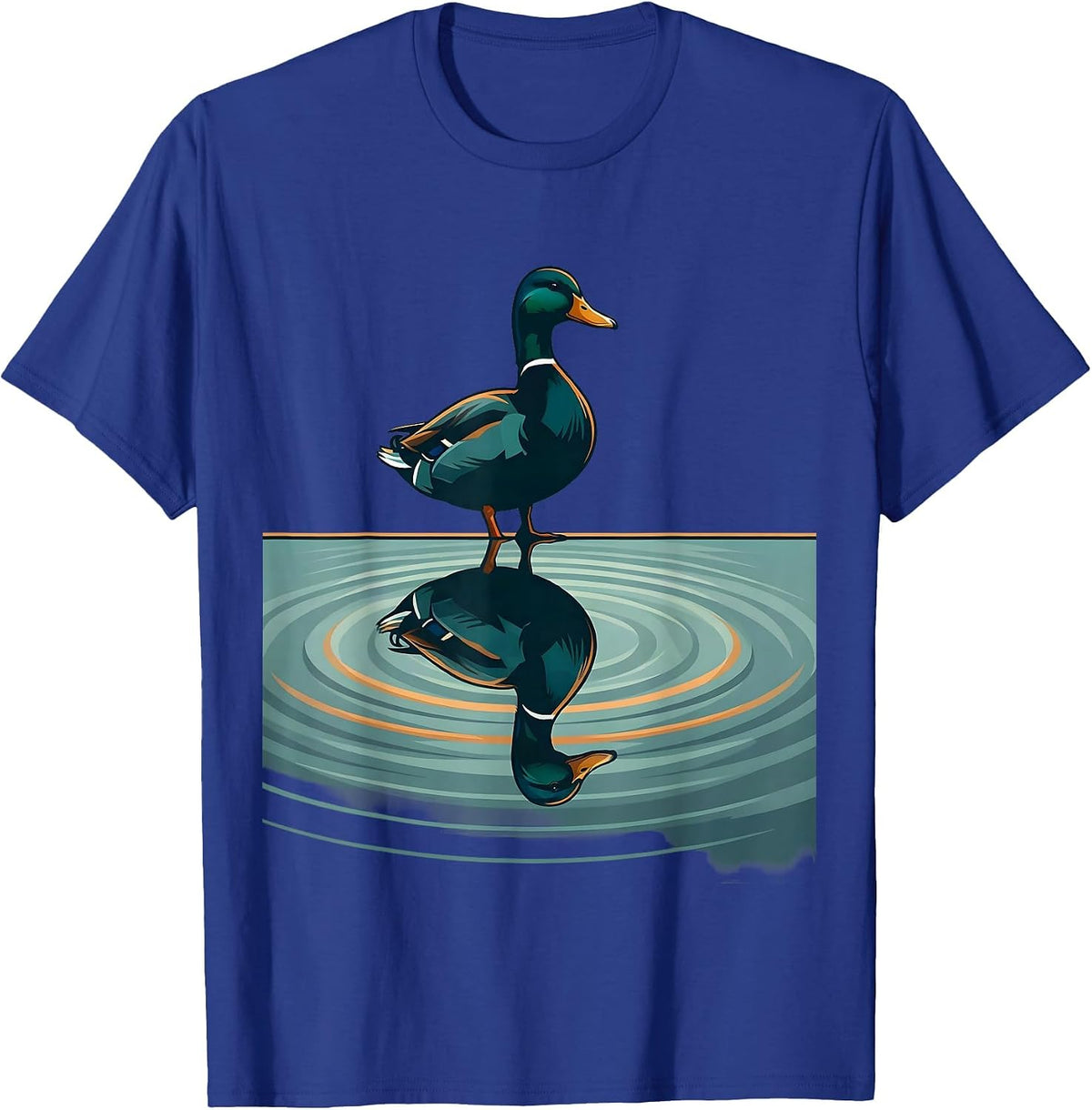 Men's Duck Silhouette Reflected on Still Pond Graphic T-Shirt - Royal Blue