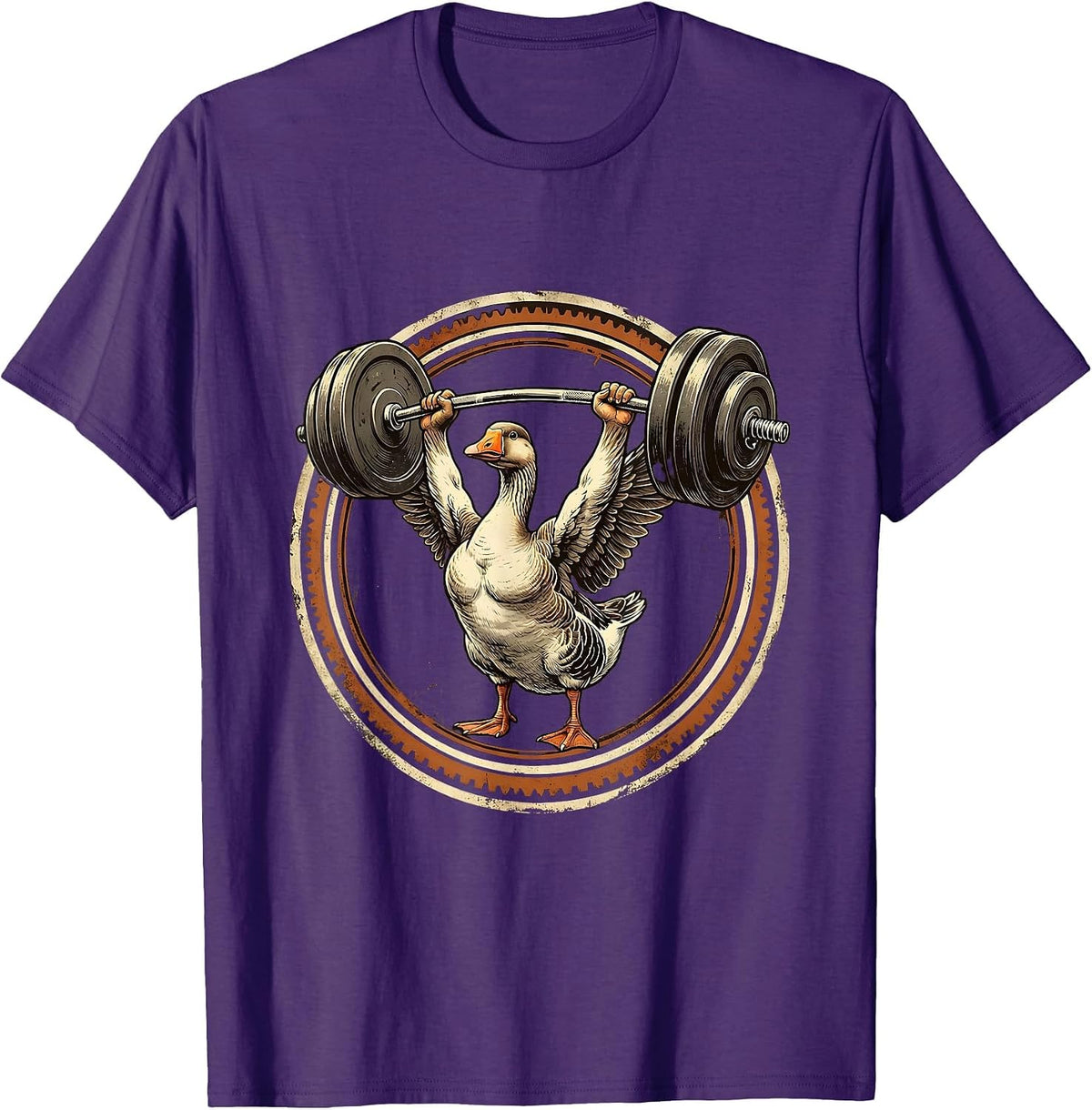 Men's Silly Goose Weightlifting Overhead Press Graphic T-Shirt - Purple
