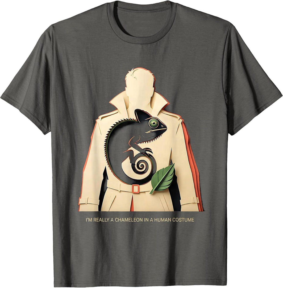 Men's I'm Really A Chameleon In A Human Costume Funny T-Shirt - Asphalt Grey