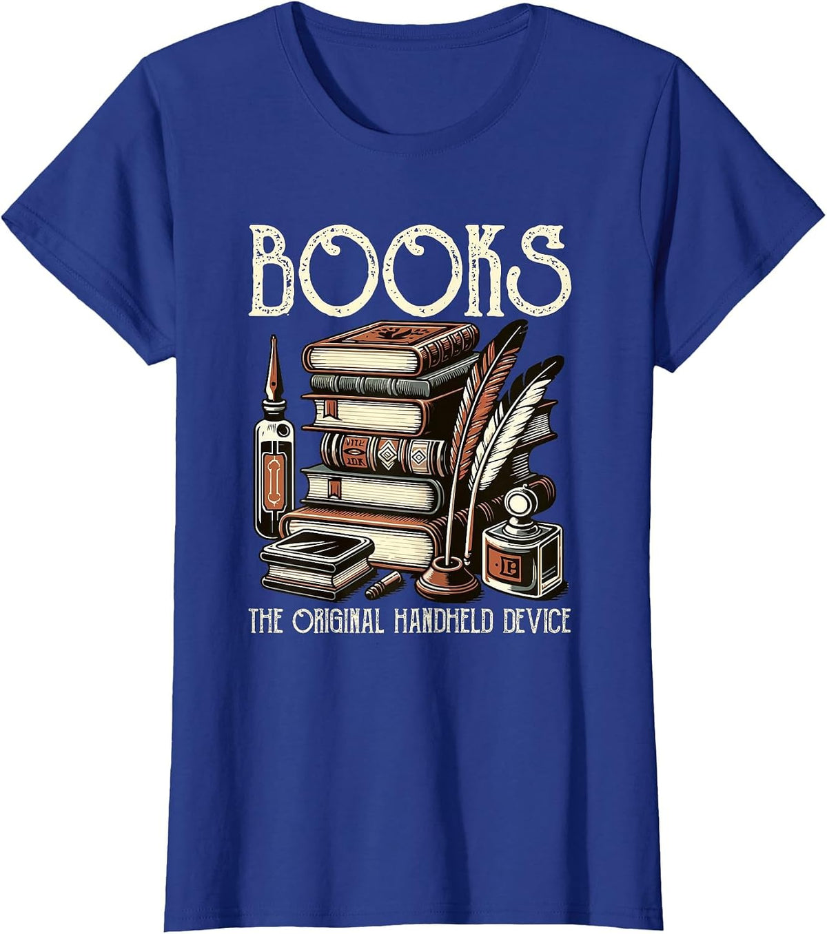 Books Original Handheld Device Book Librarian T-Shirt - Royal Blue