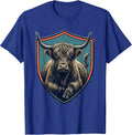 Highland Cow Shield Badge Cute Animal Lover Gift T-Shirt - Royal Blue