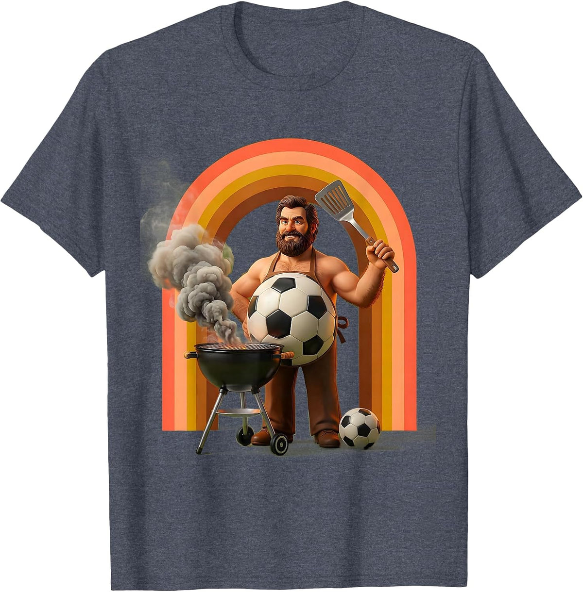 Soccer Dad Grilling Apron Graphic Tee T-Shirt - Heather Blue