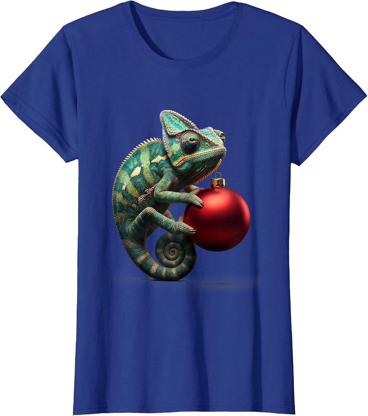 Women's Dimensional Chameleon Christmas Ornament Fantasy Creature T-Shirt - Royal Blue