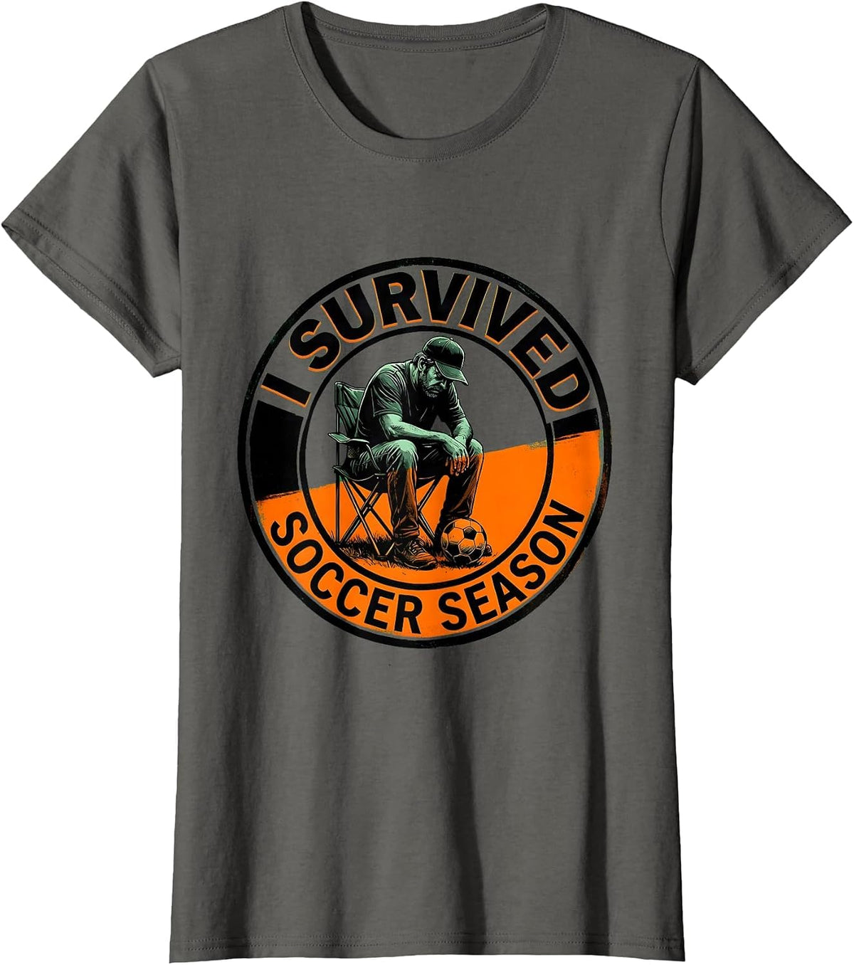 Women's I Survived Soccer Season Soccer Dad Design T-Shirt - Asphalt Grey