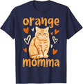 Orange Momma Orange Cat Mom Tabby Cat Heart T-Shirt - Navy Blue